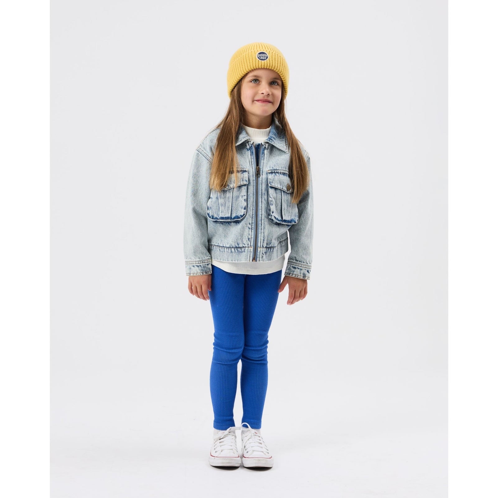 Child wearing Goldie & Ace Bowie Rib Legging Classic Blue, view 3