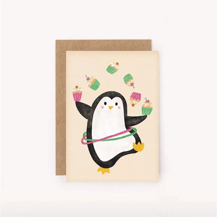 Penguin Mini Card - Illustrated Cute Kids Birthday Fun