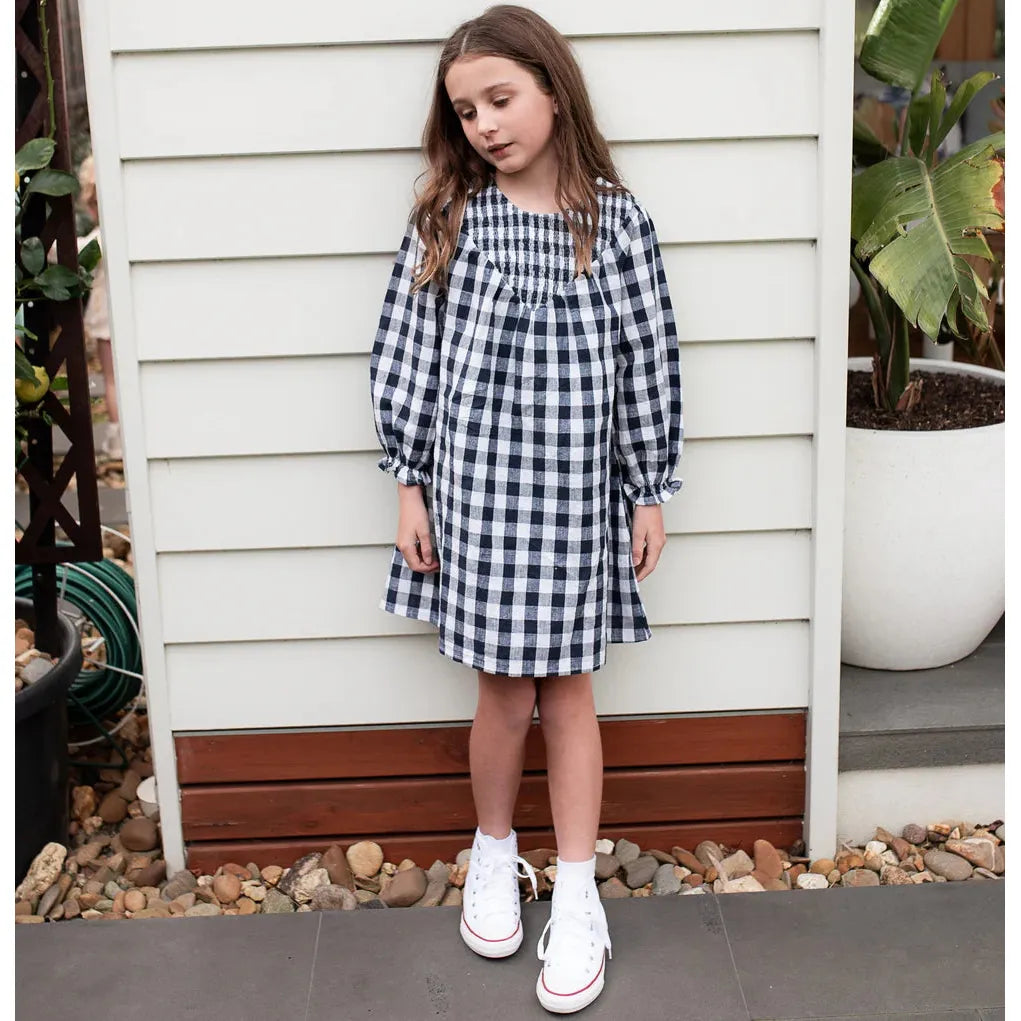 Infinity Dress-Navy Gingham