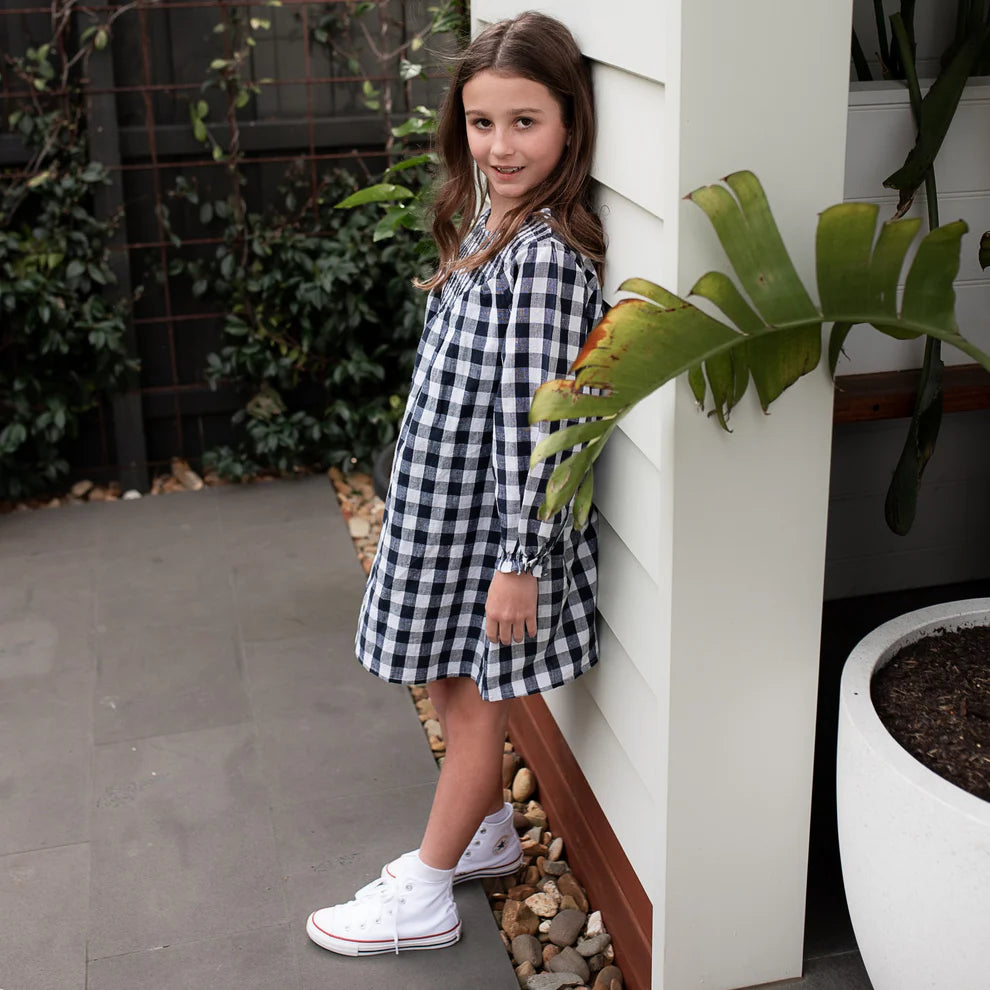 Infinity Dress-Navy Gingham