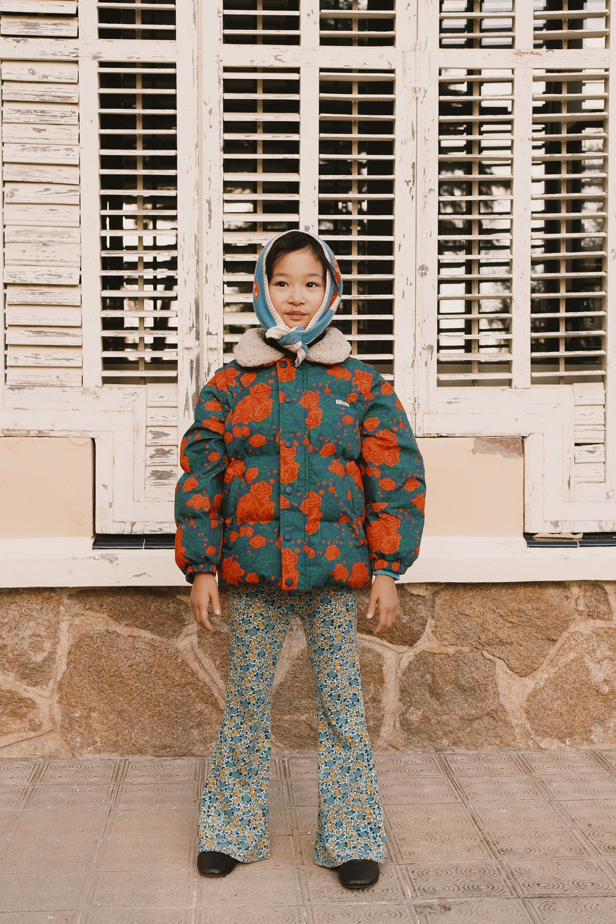 Flower Pattern Rib Pant