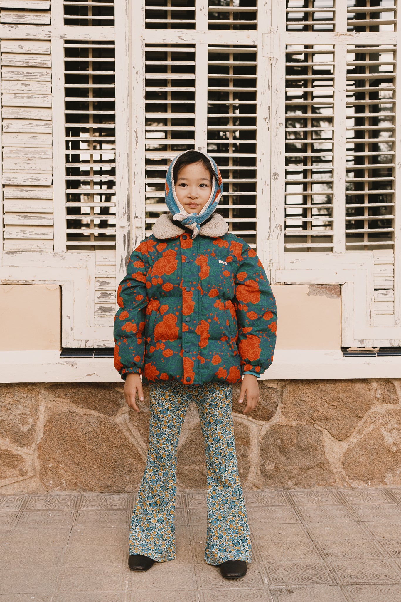 Flower Pattern Rib Pant