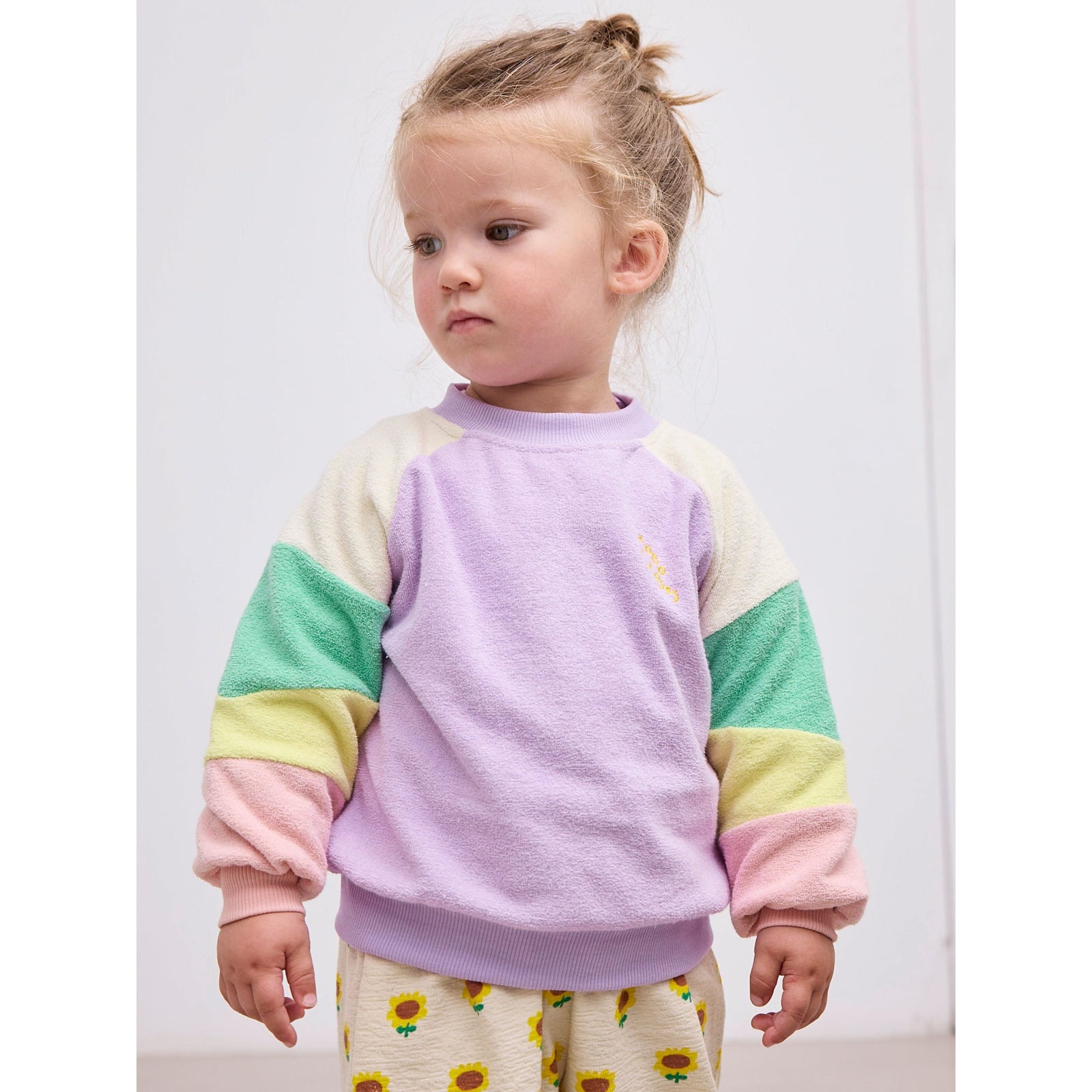 Baby Lila Color Block Terry Cloth Sweatshirt