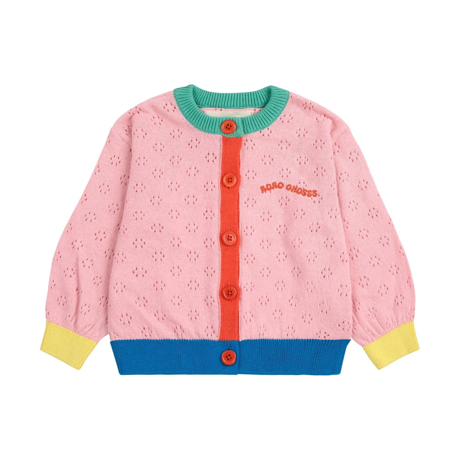 Baby Color Block Open Work Cardigan