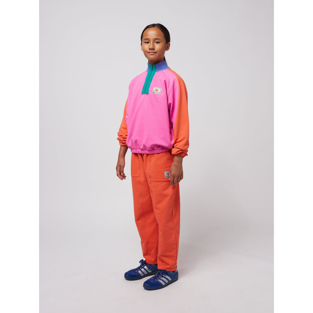 Smiling Color Block 1/4 Zipped Sweatshirt