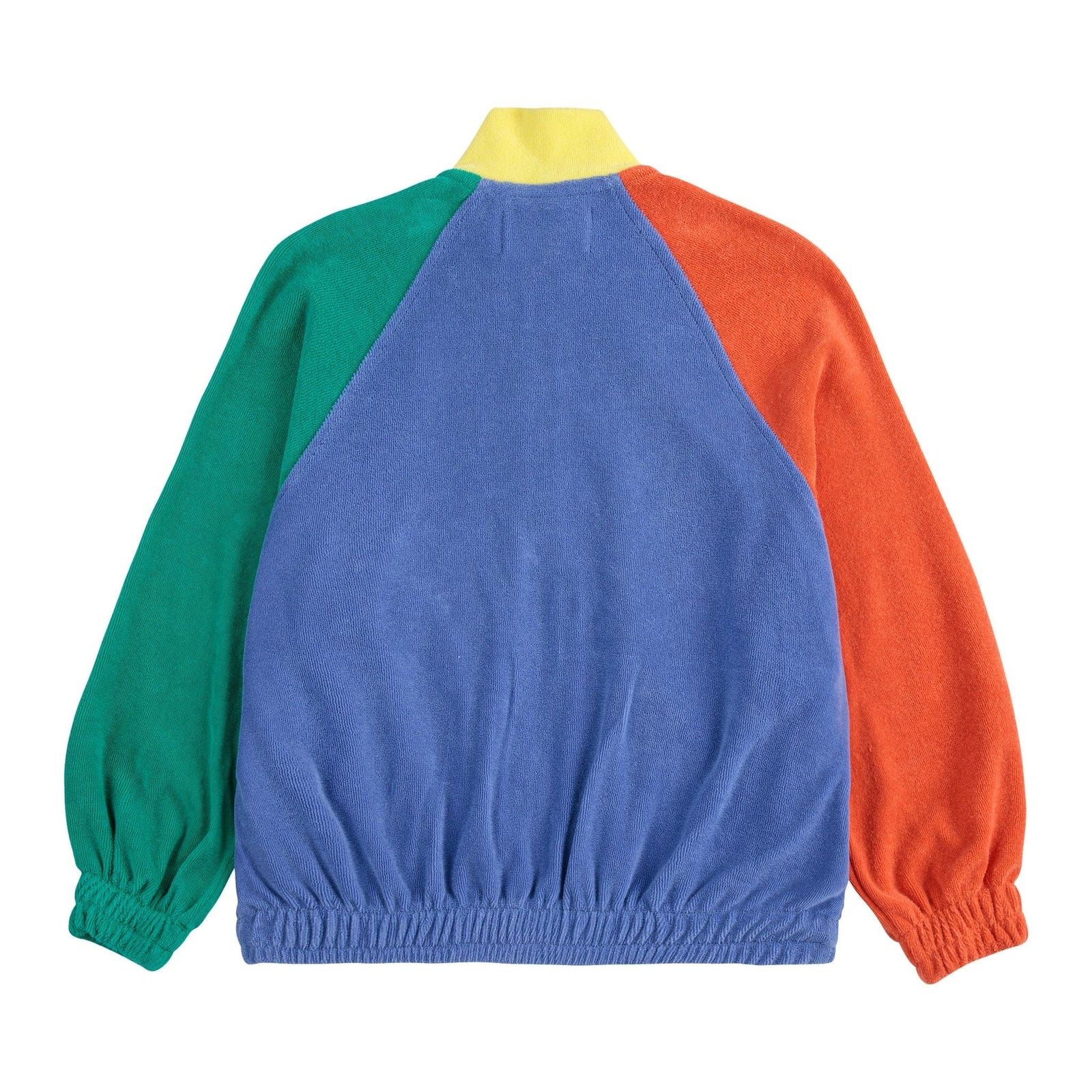 Smiling Color Block Terry Cloth Zipped Sweatshirt