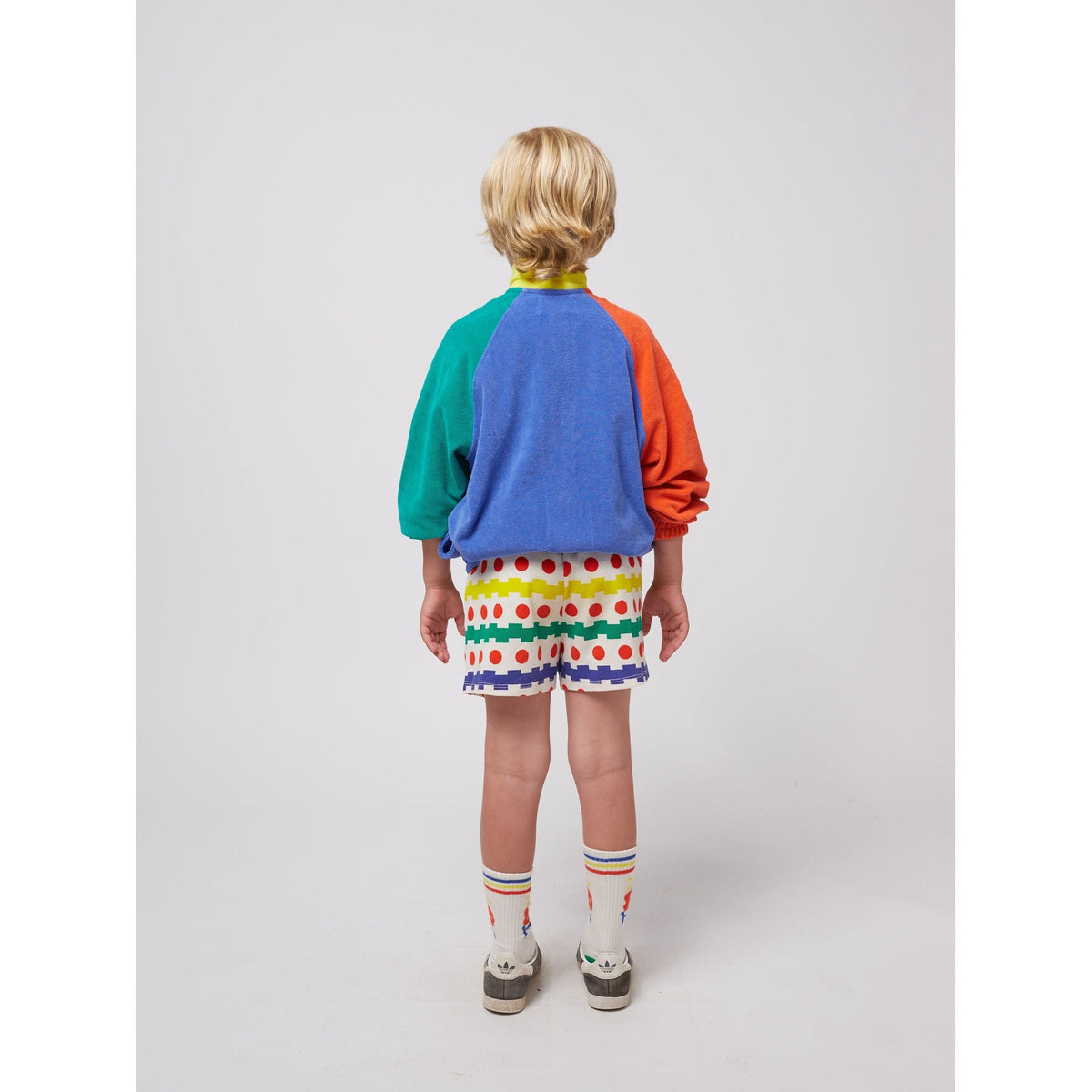 Smiling Color Block Terry Cloth Zipped Sweatshirt
