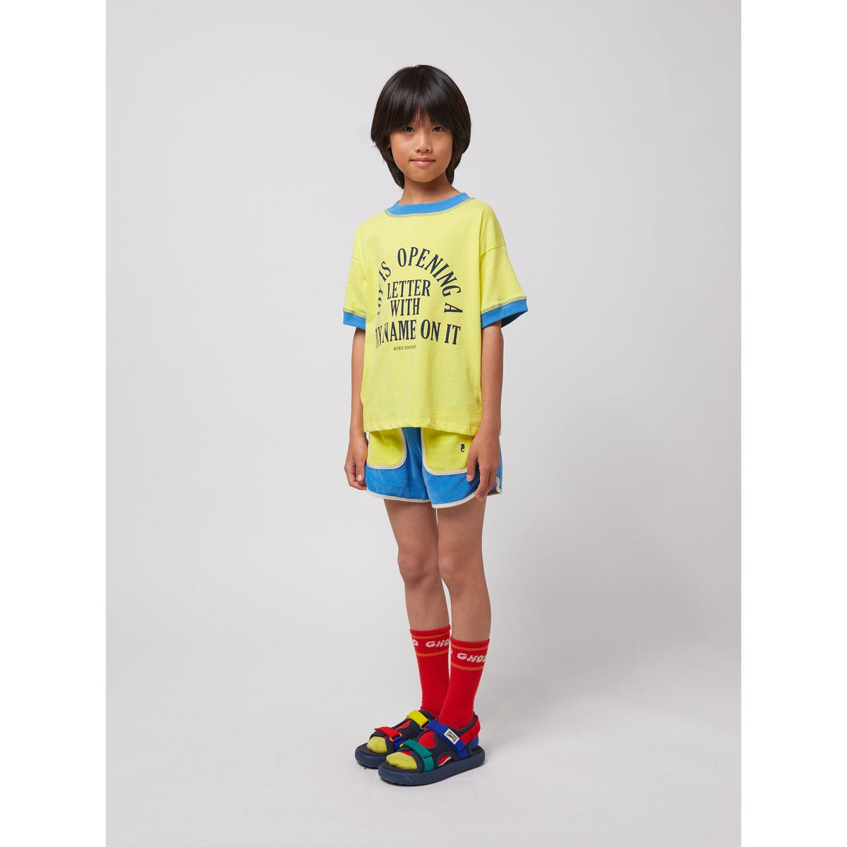 Blue Color Block Terry Cloth Shorts