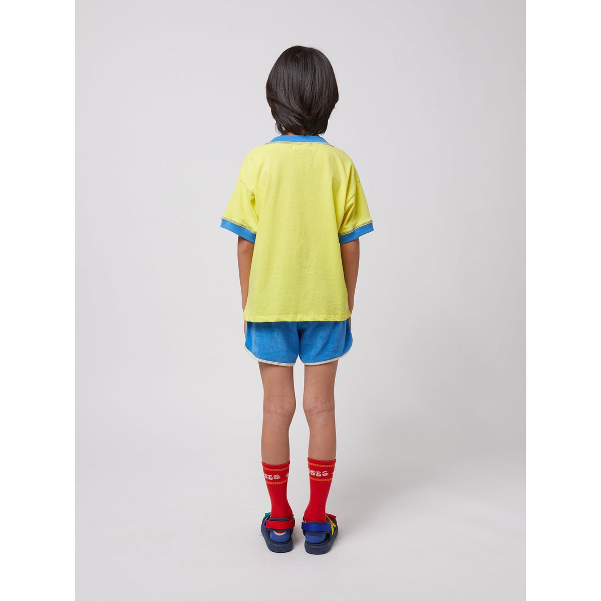 Blue Color Block Terry Cloth Shorts