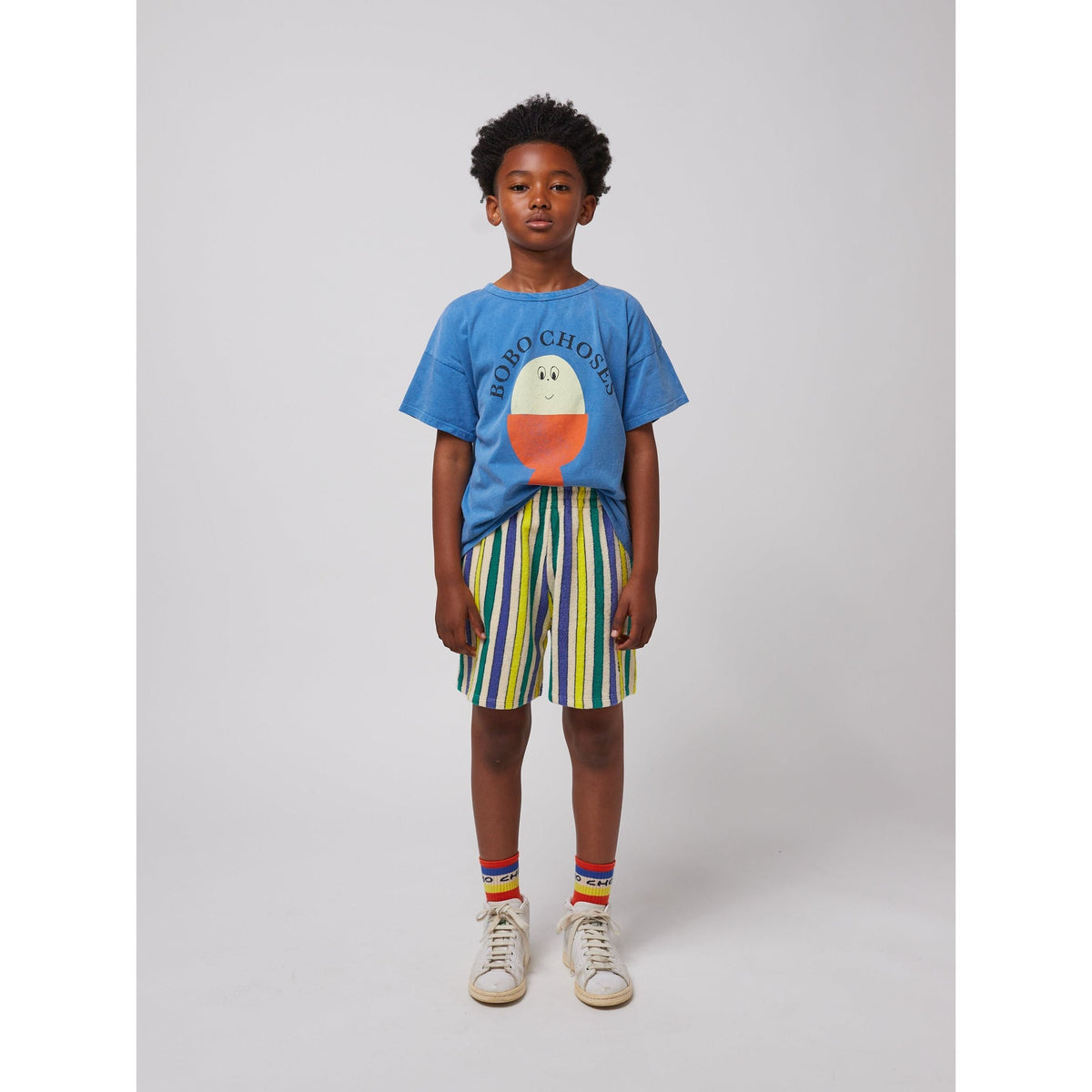 Multicolor Stripes Terry Cloth Bermuda Shorts