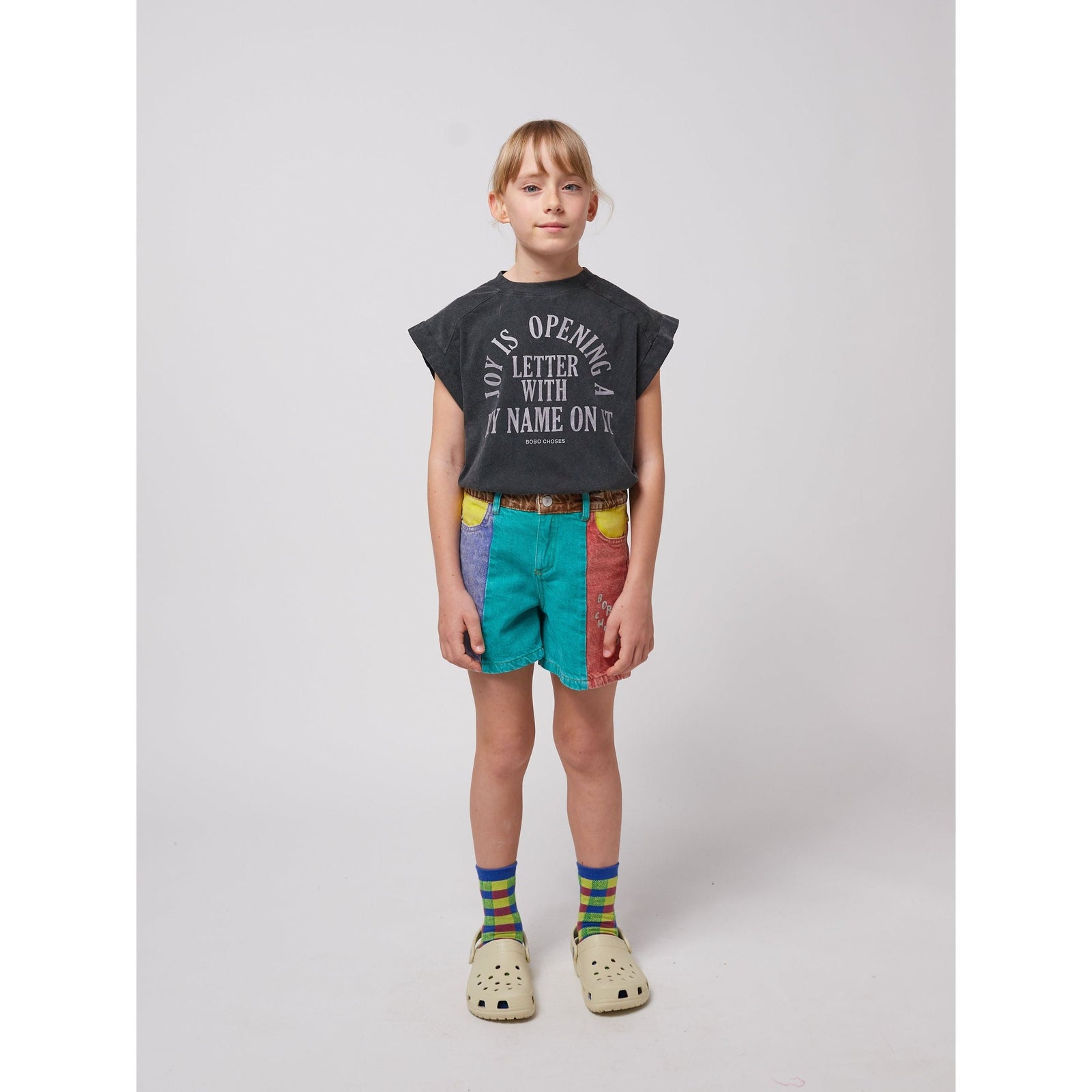 Color Block Denim Shorts