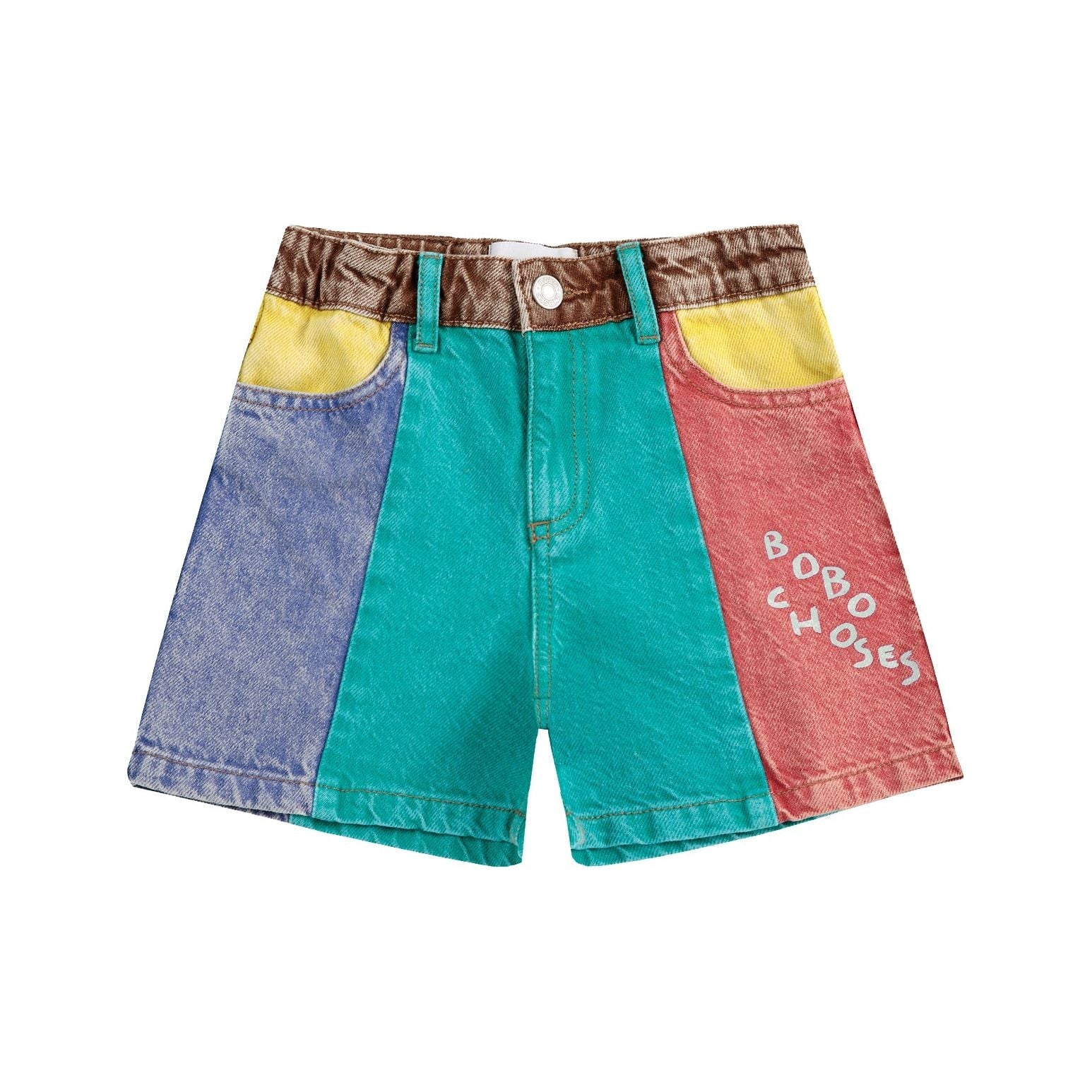 Color Block Denim Shorts