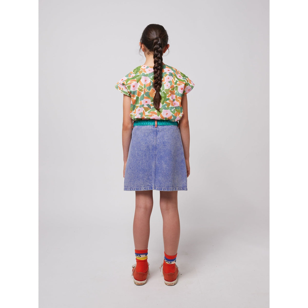 Color Block Denim Skirt