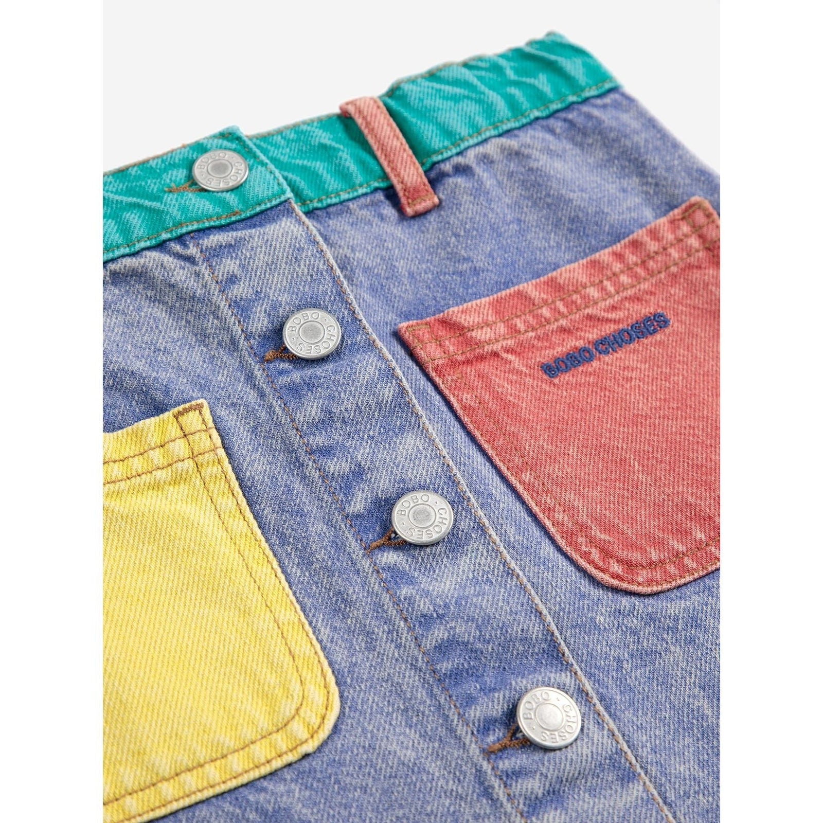 Color Block Denim Skirt