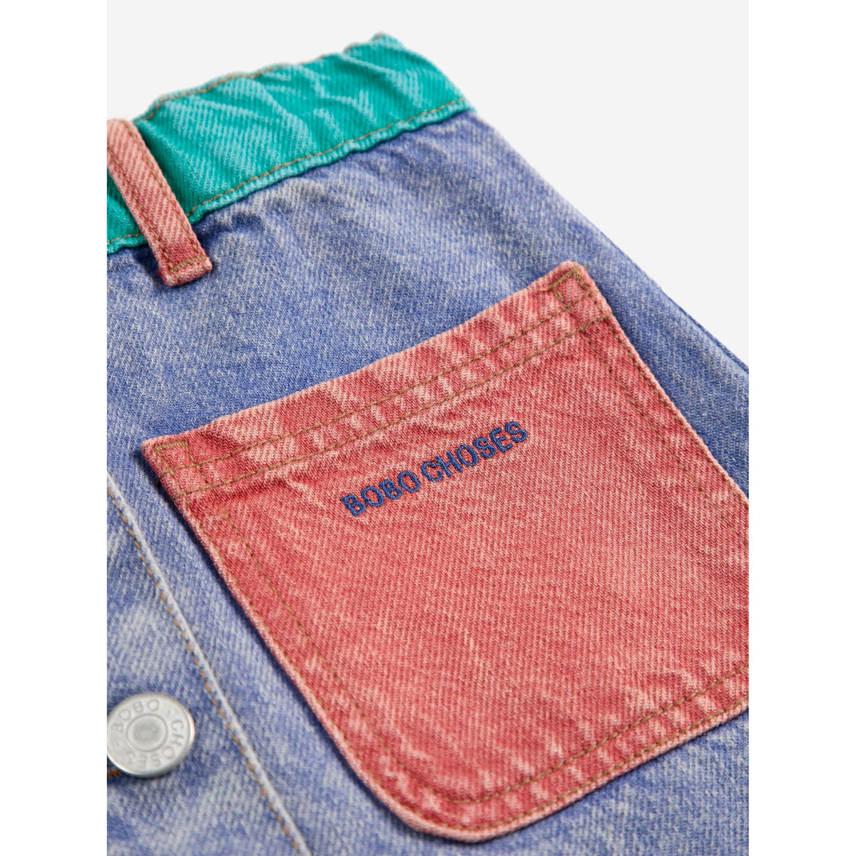 Color Block Denim Skirt