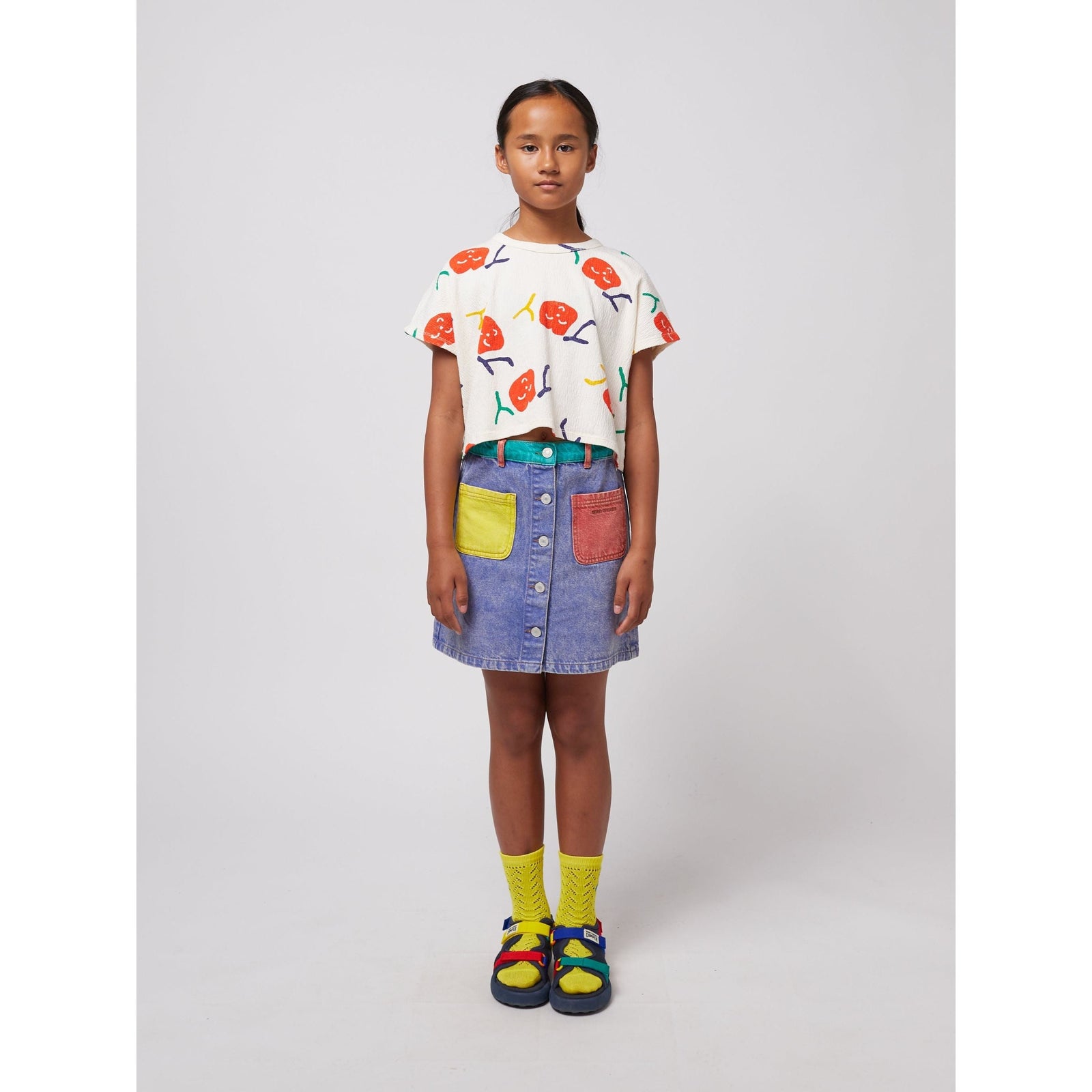 Color Block Denim Skirt