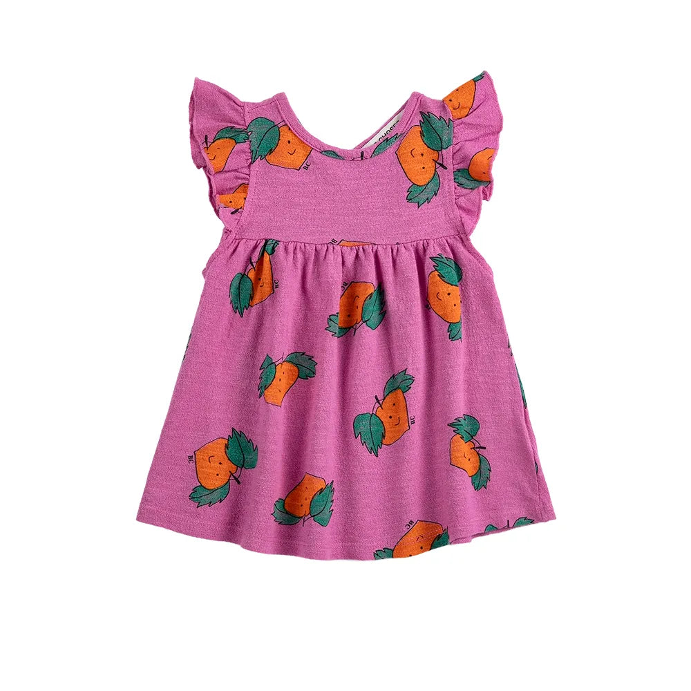Tangerine All Over Ruffled Dress