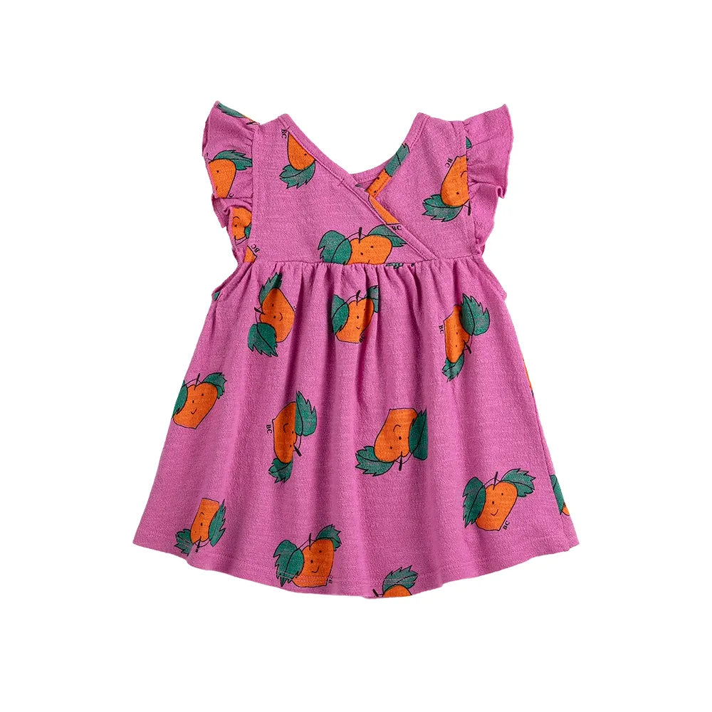 Tangerine All Over Ruffled Dress