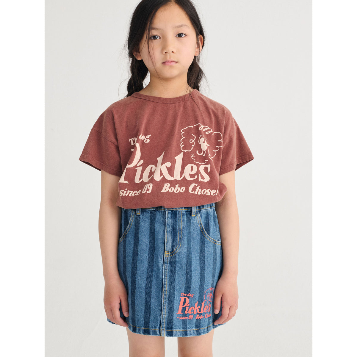 Pickles The Dog Striped Denim Skirt