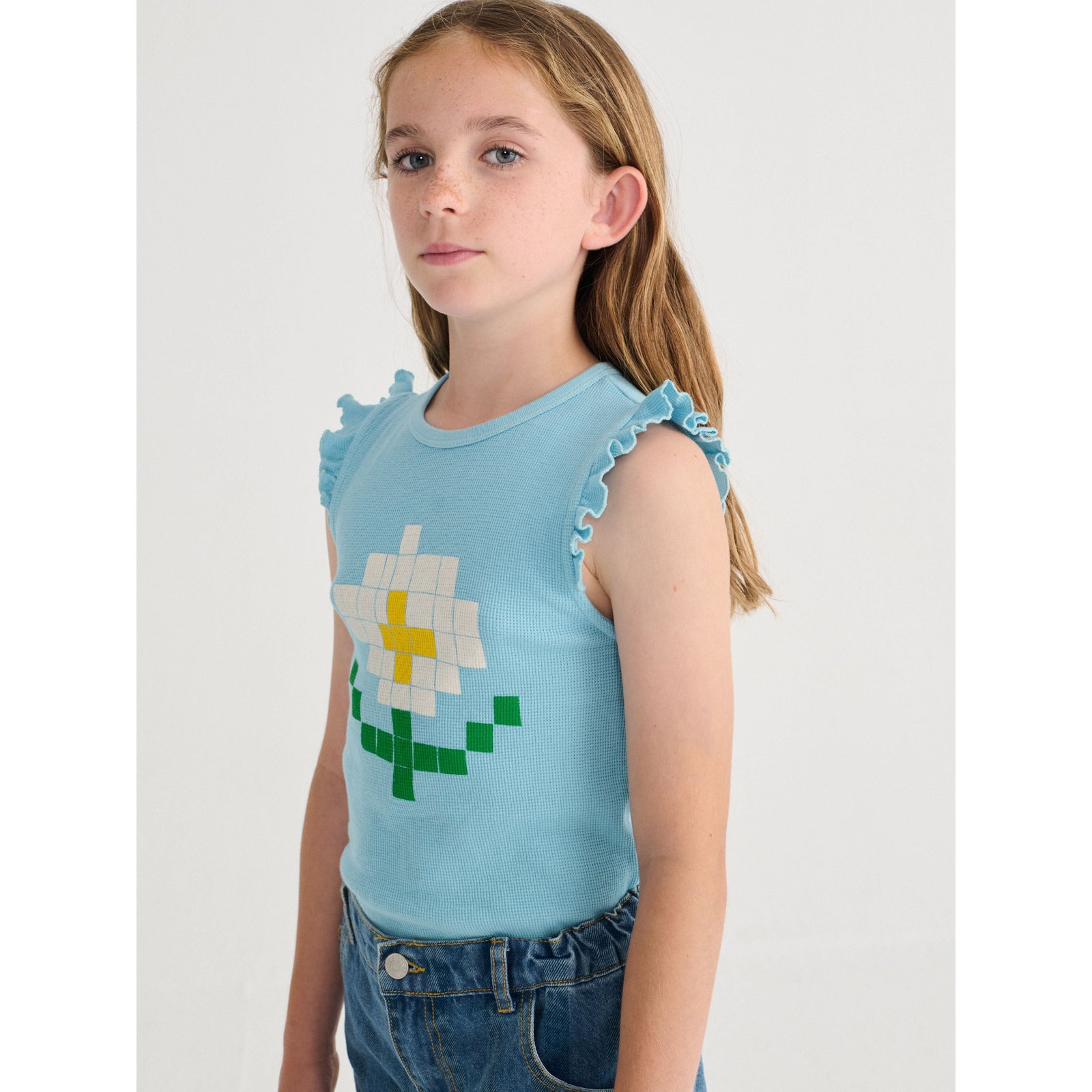 Pixel Daisy Ruffled Top