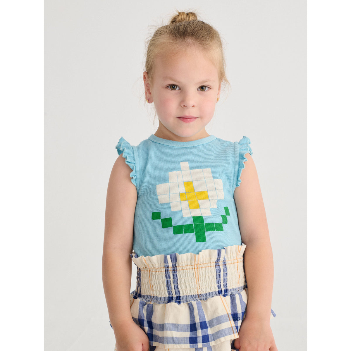 Pixel Daisy Ruffled Top