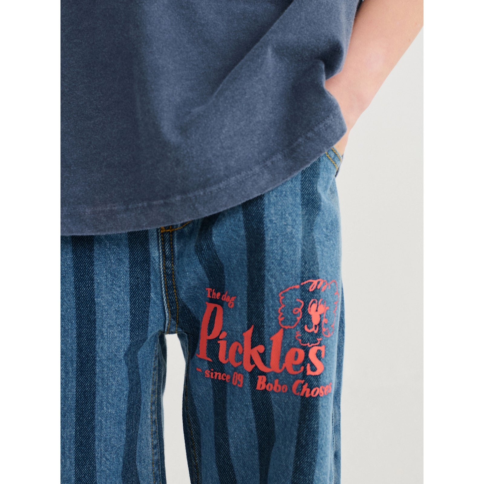 Pickles The Dog Striped Denim Pants