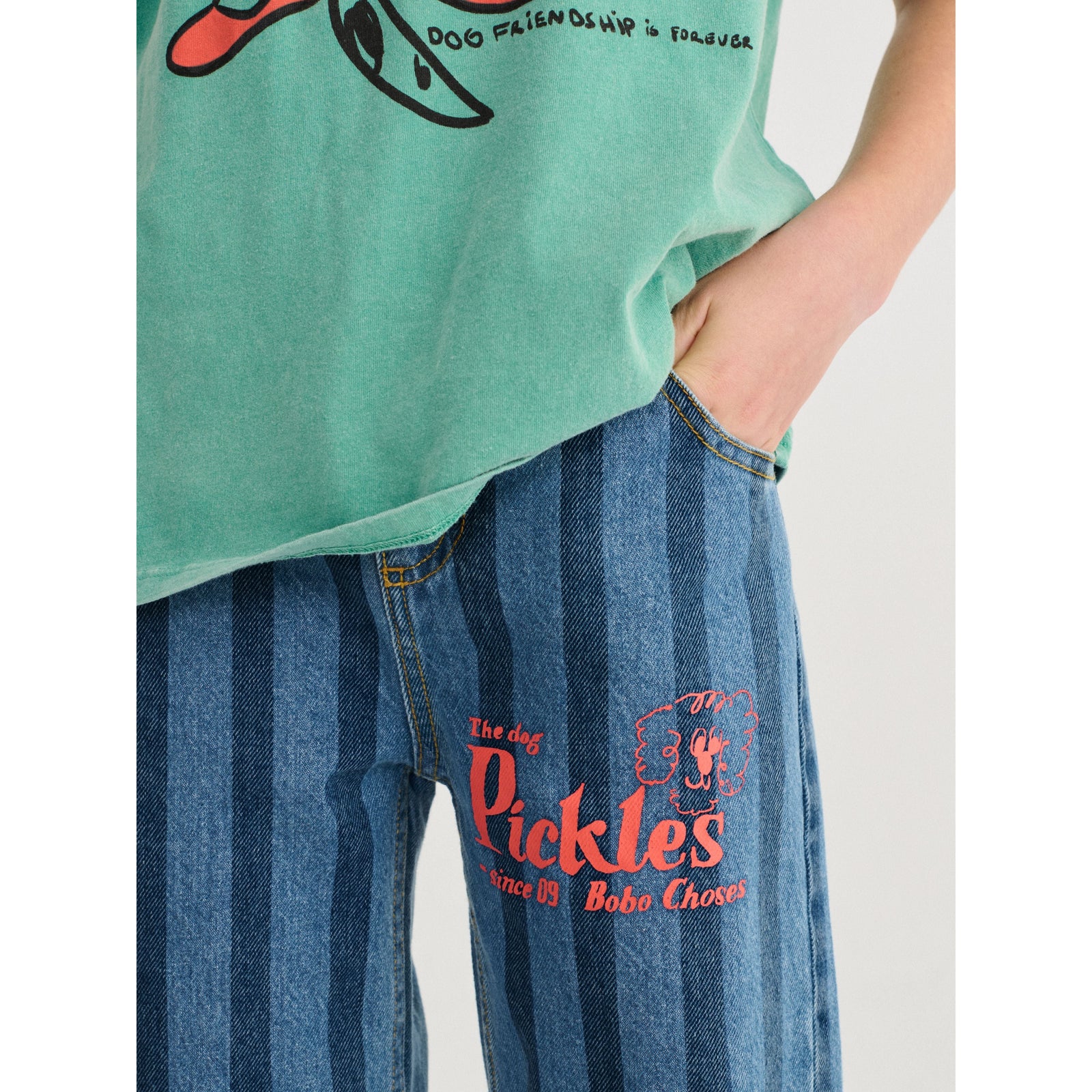 Pickles The Dog Striped Denim Pants