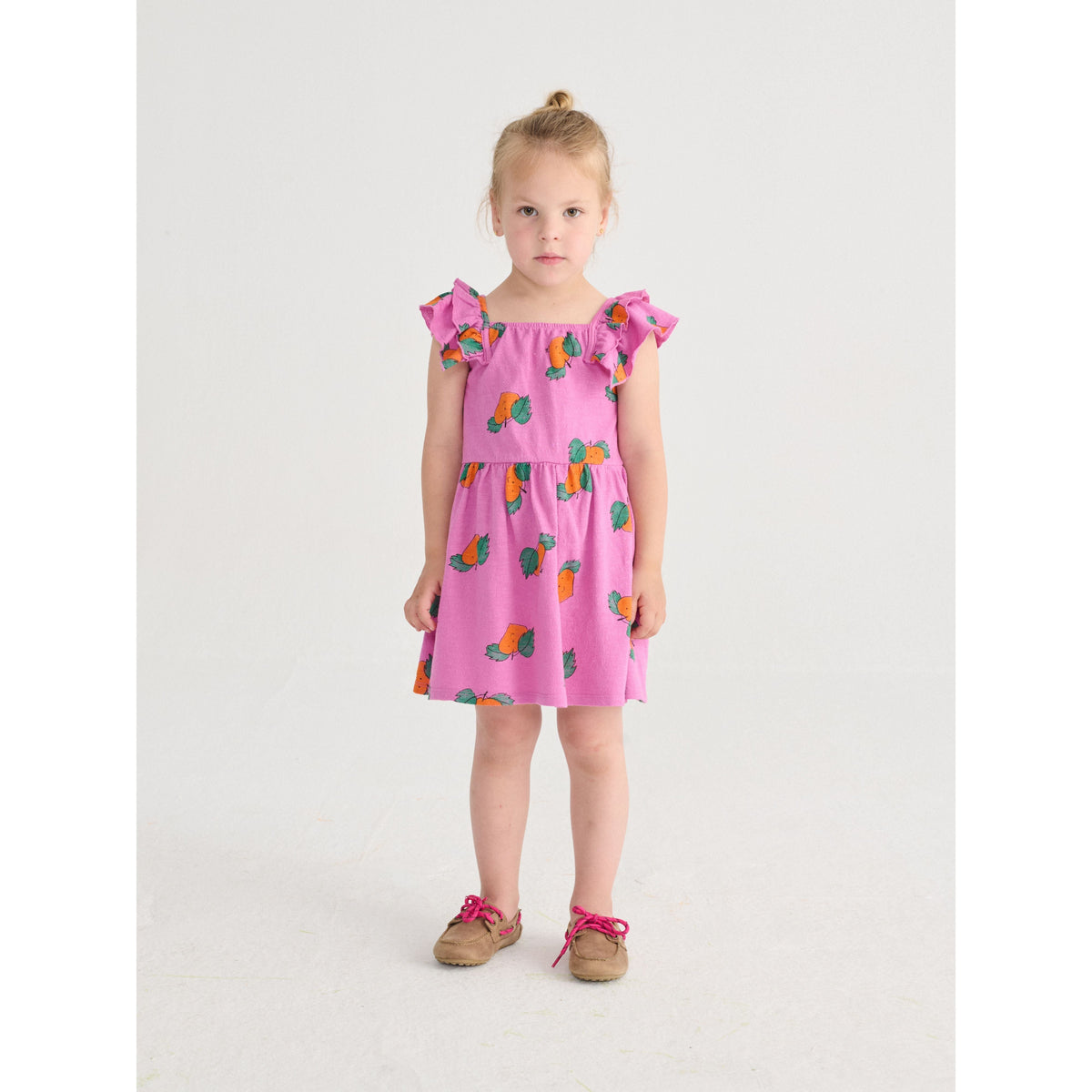 Tangerine All Over Ruffled Dress