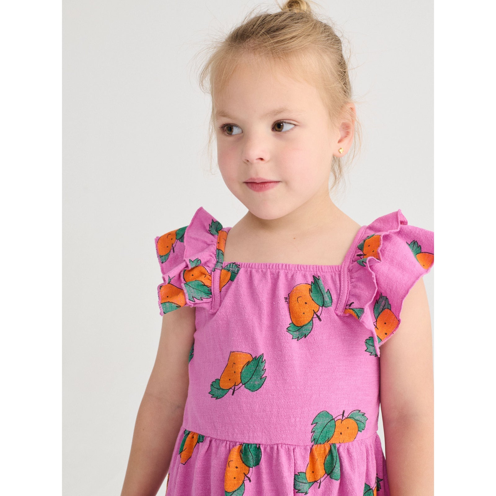 Tangerine All Over Ruffled Dress
