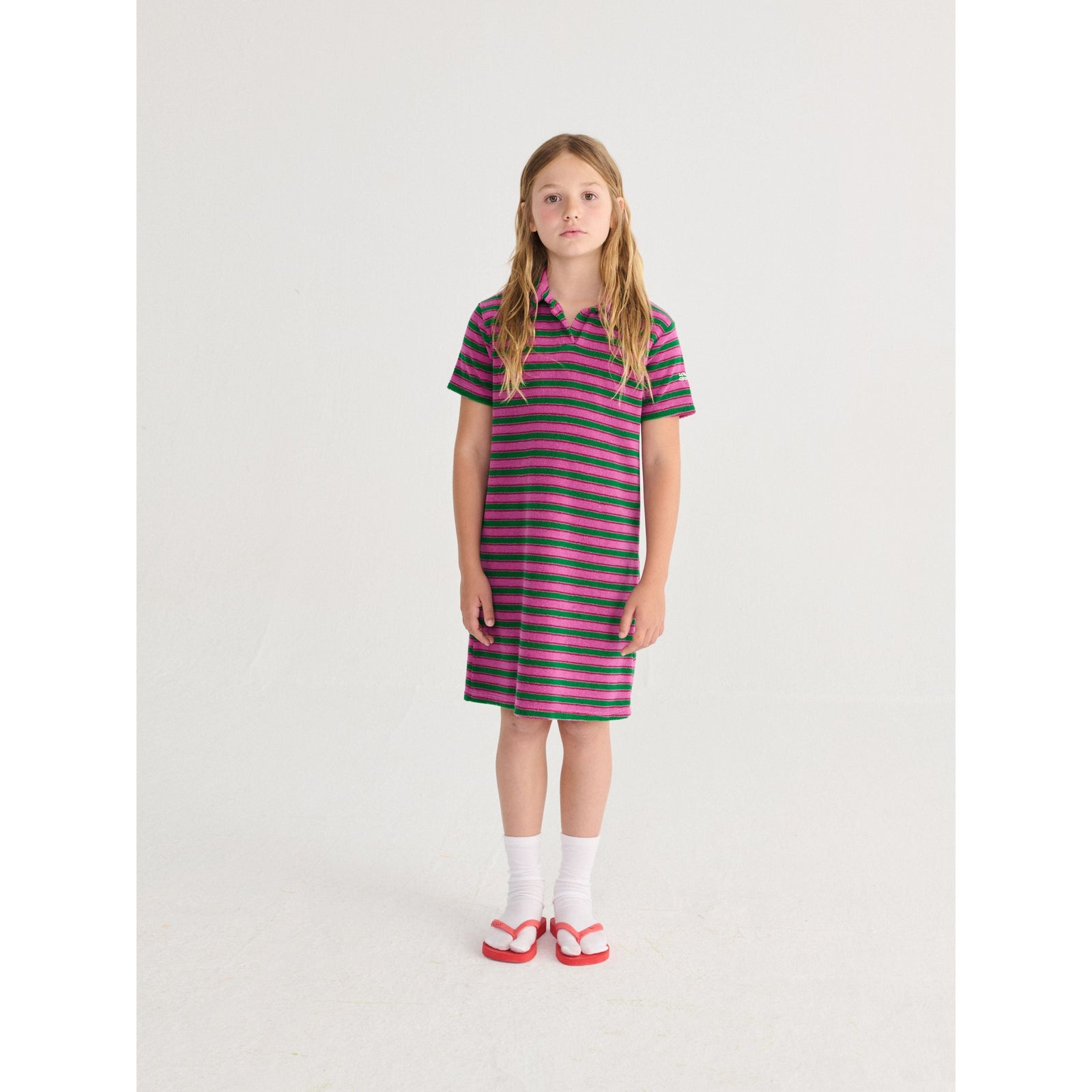 Striped Terry Cloth Polo Dress