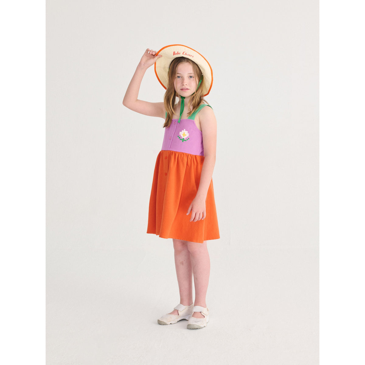 Pixel Daisy Color Block Woven Dress