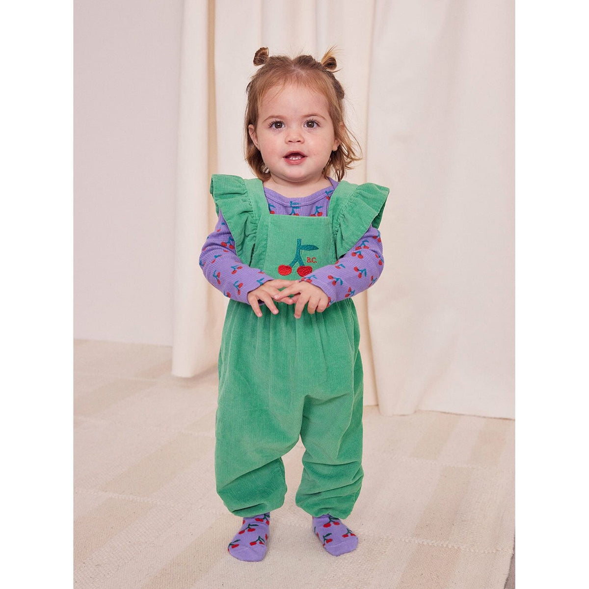 Baby Cherry Micro Corduroy Overall