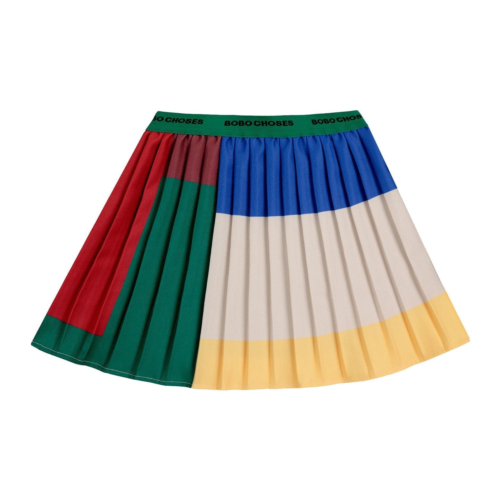 Color Block Pleated Woven Skirt