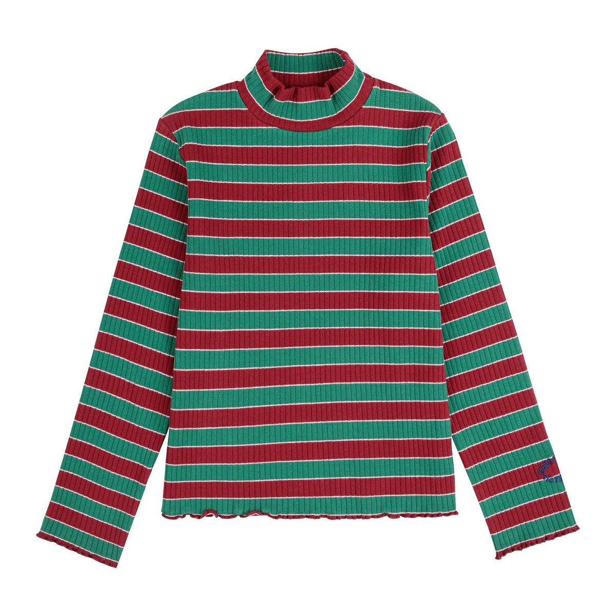 Multicolor Stripes Turtle Neck T-Shirt