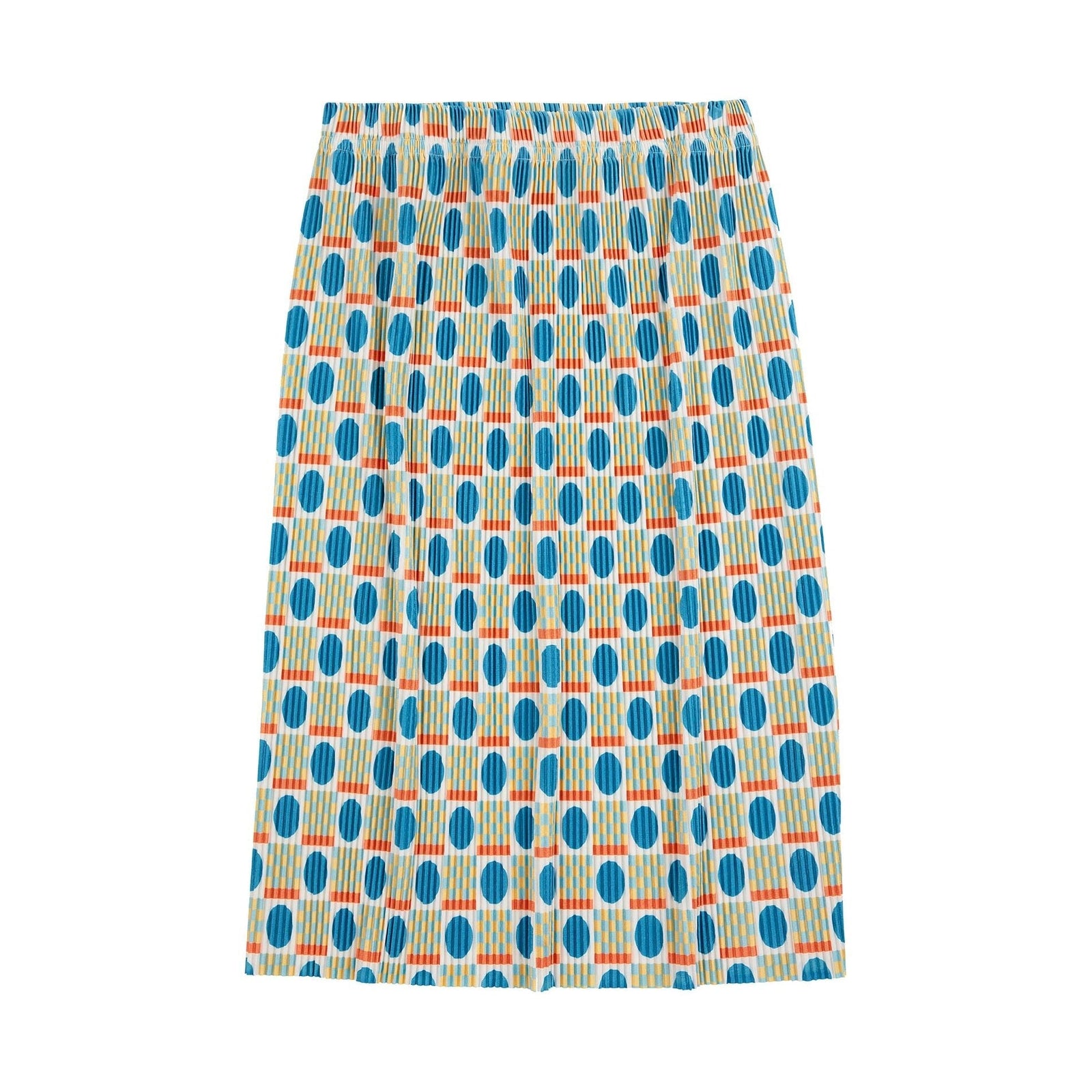 Geometric Scacs Over Pencil Pleated Skirt