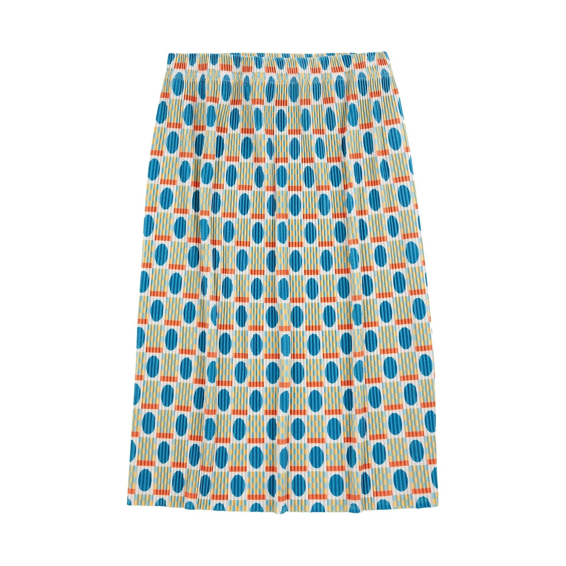 Geometric Scacs Over Pencil Pleated Skirt