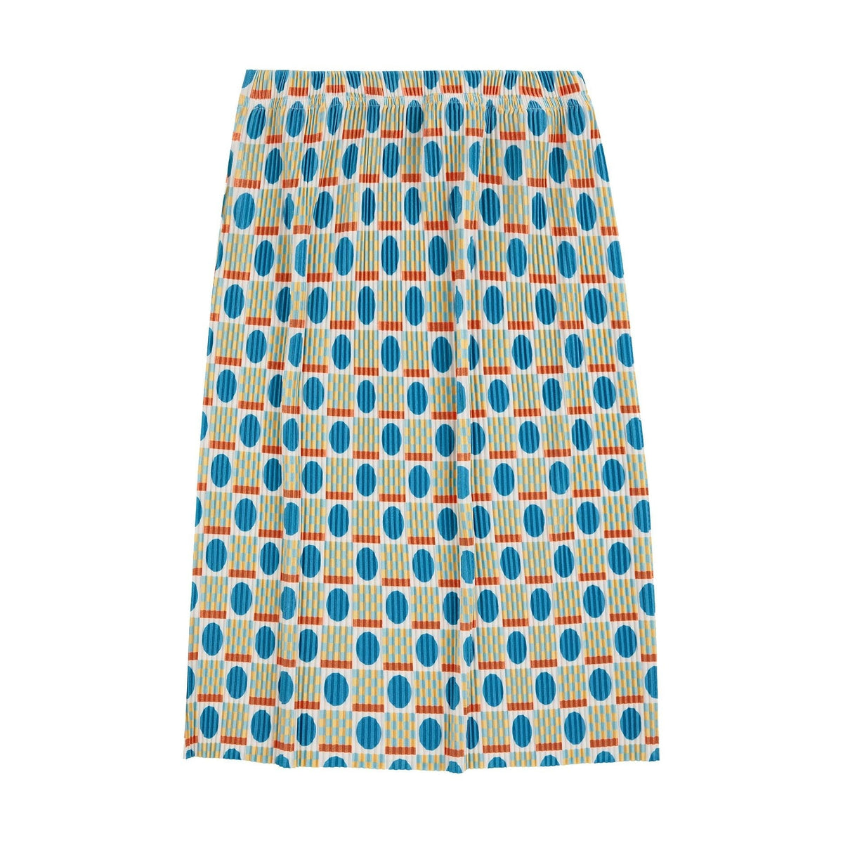 Geometric Scacs Over Pencil Pleated Skirt