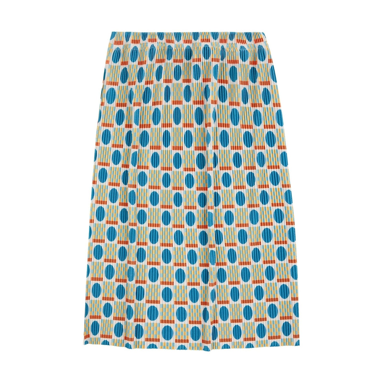 Geometric Scacs Over Pencil Pleated Skirt