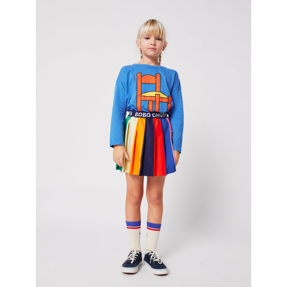 Bobo Color Block Pleated Skirt