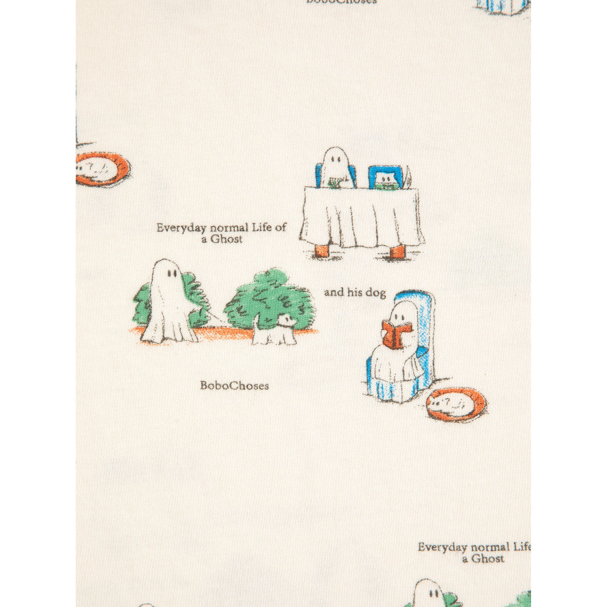 Bobo Choses Everyday Ghosts All Over T-Shirt, All About Monsters collection, view 2