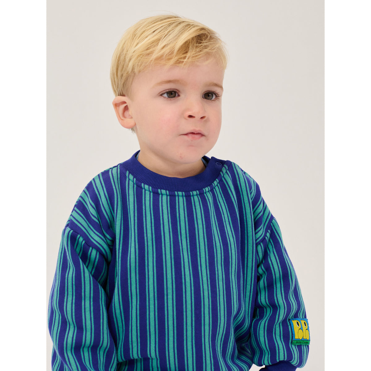 Bobo Choses Booo Bo Choses Tag Stripes Sweatshirt, All About Monsters collection, view 2