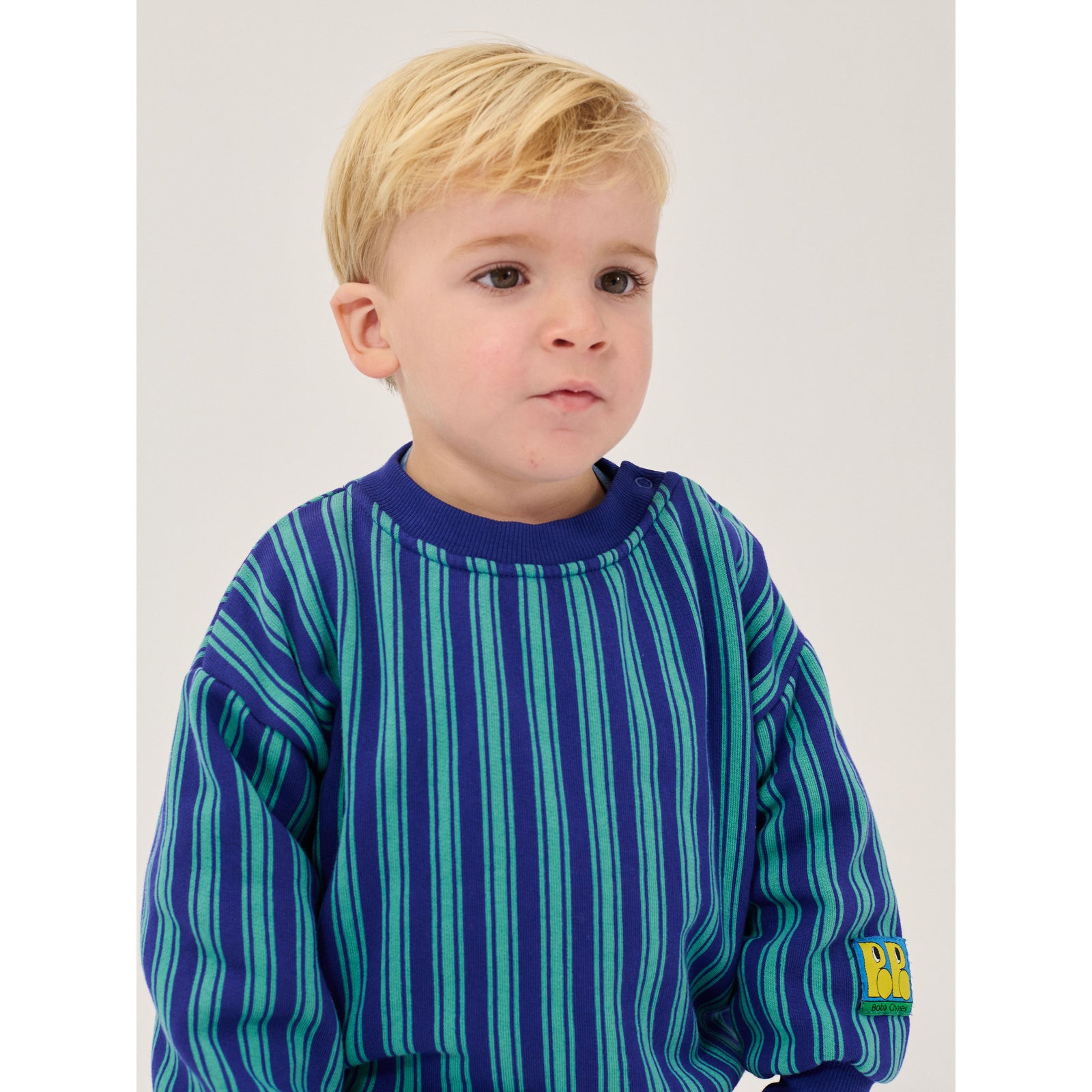 Bobo Choses Booo Bo Choses Tag Stripes Sweatshirt, All About Monsters collection, view 2
