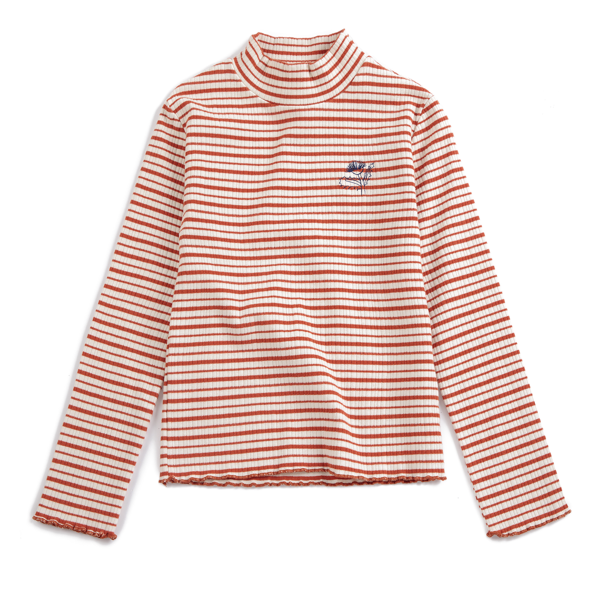Energy Flower Stripes Turtle Neck T-Shirt