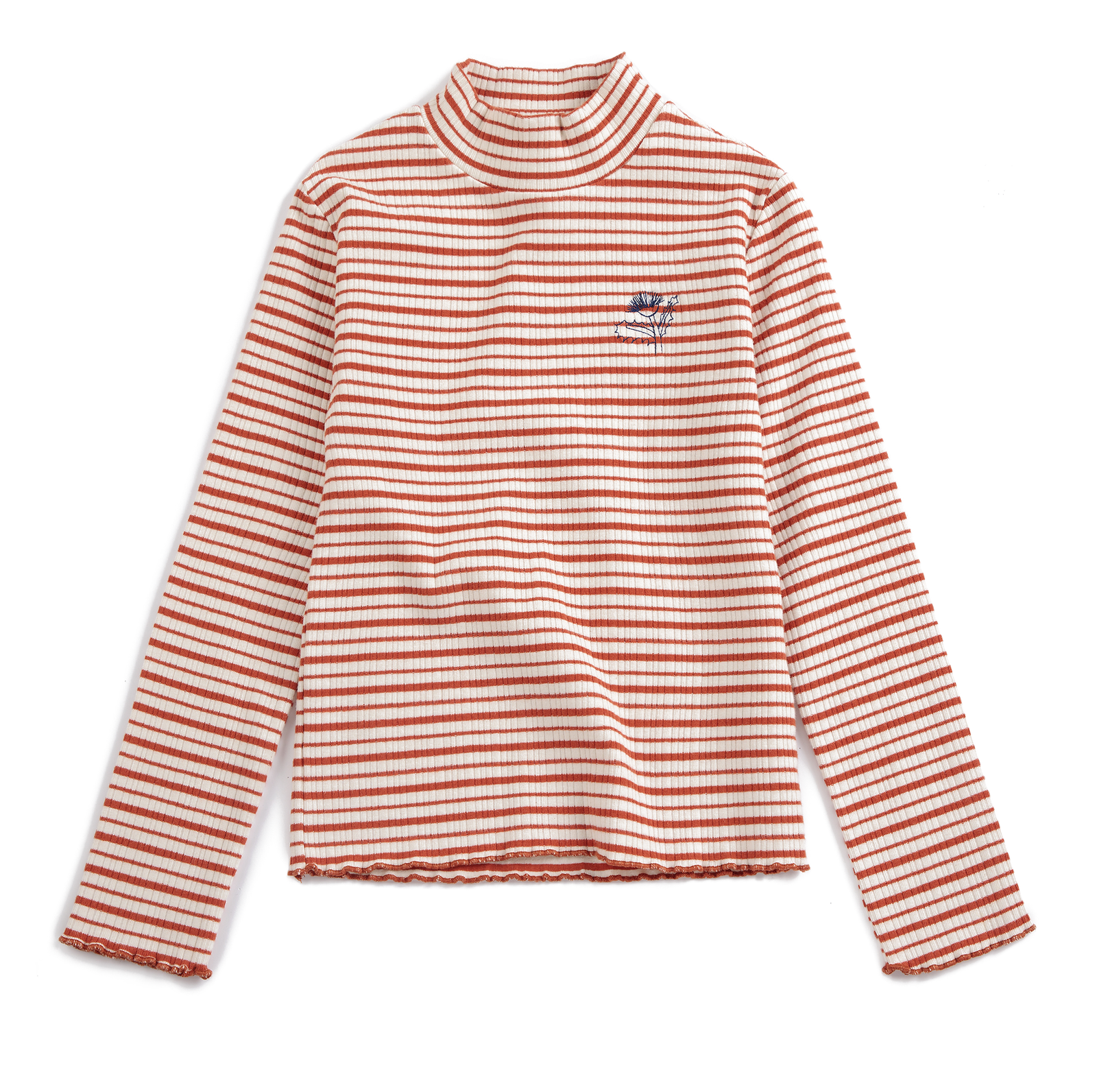 Energy Flower Stripes Turtle Neck T-Shirt