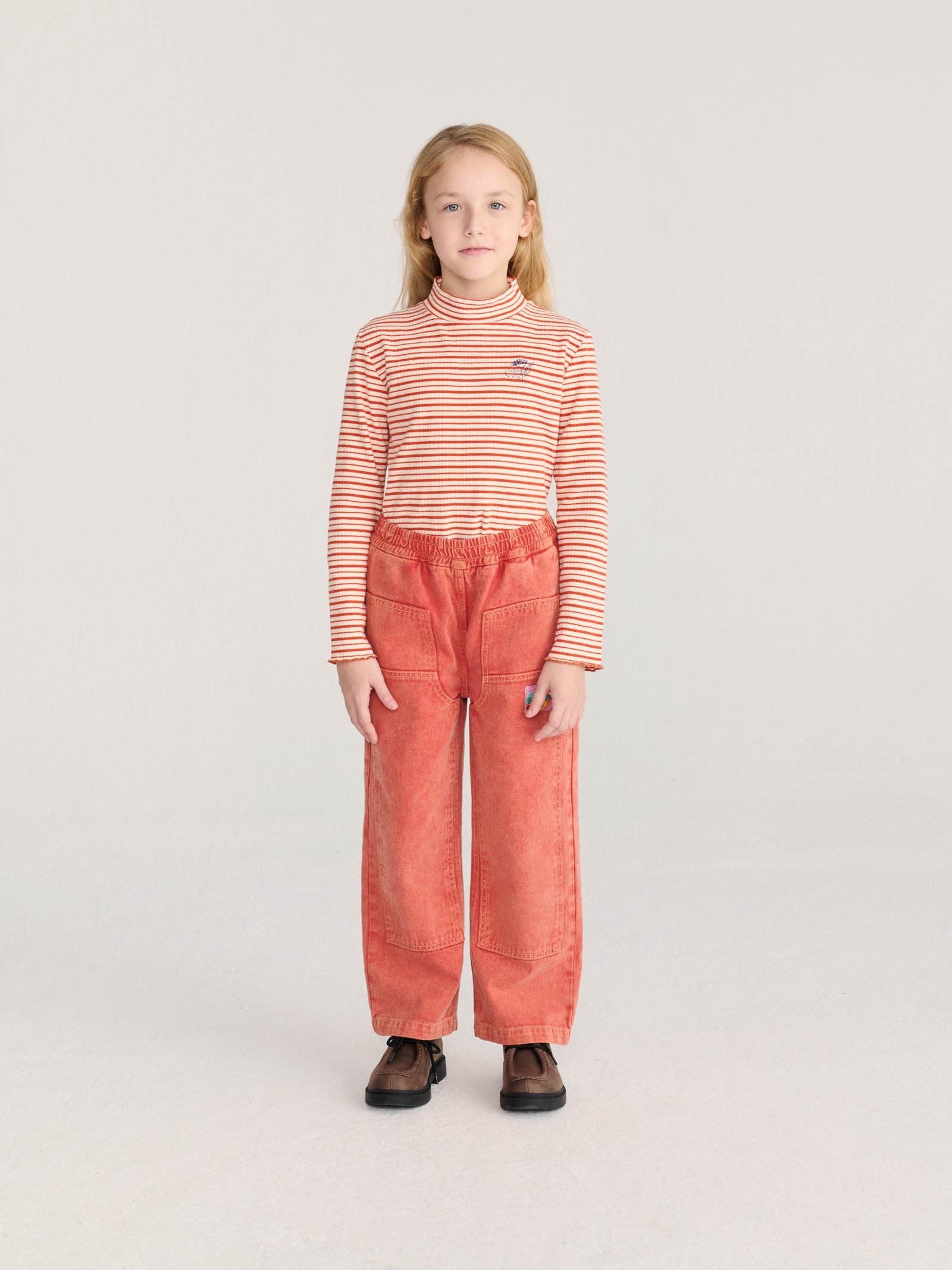 Energy Flower Stripes Turtle Neck T-Shirt