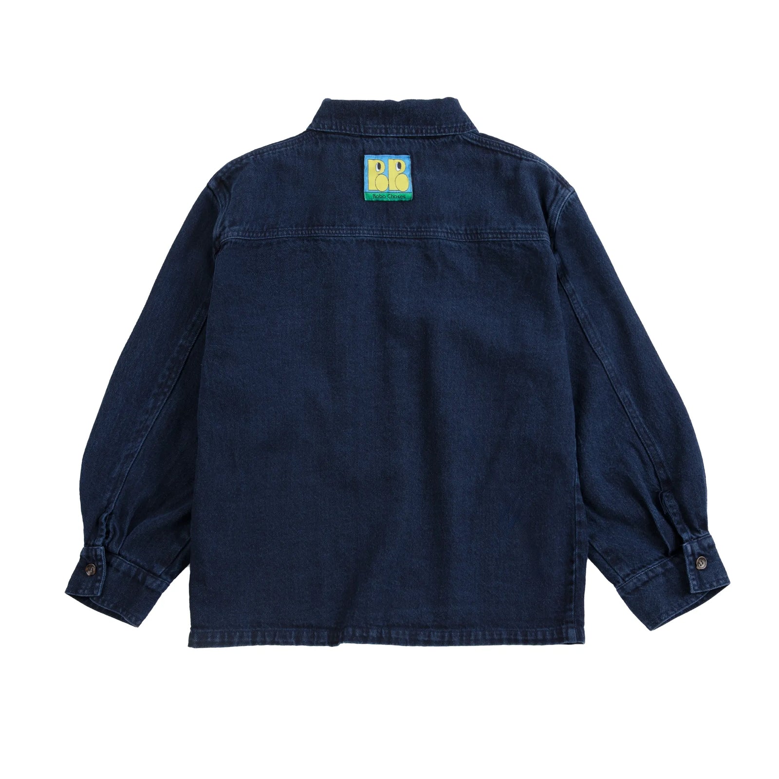 Bobo Choses Booo Bo Choses Tag Denim Shirt, All About Monsters collection, view 3