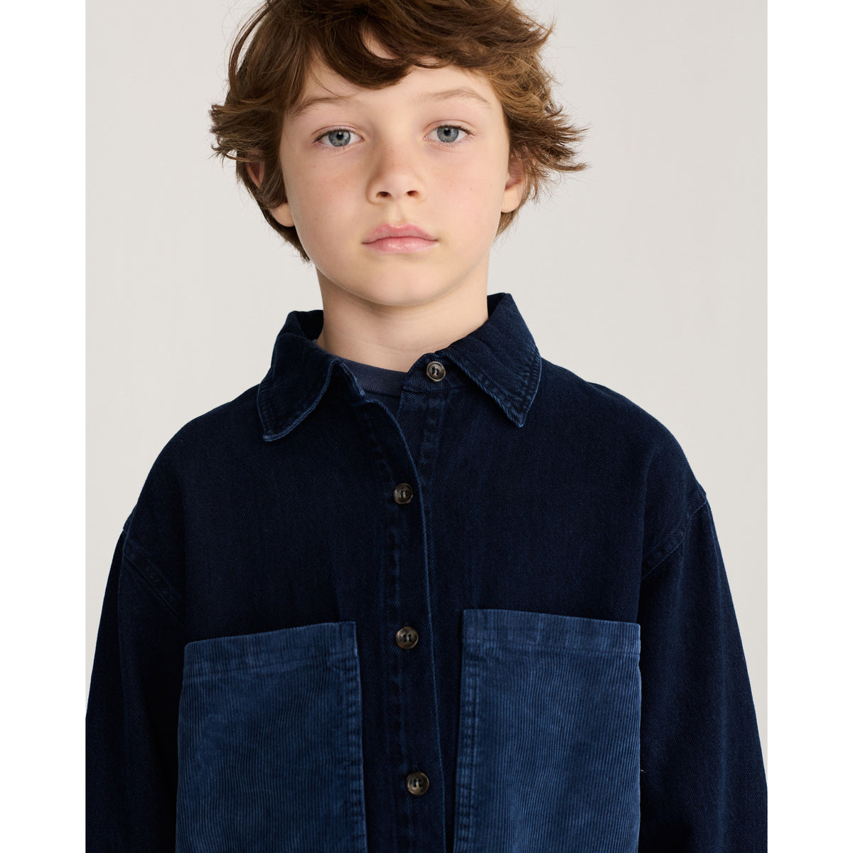 Bobo Choses Booo Bo Choses Tag Denim Shirt, All About Monsters collection, view 2