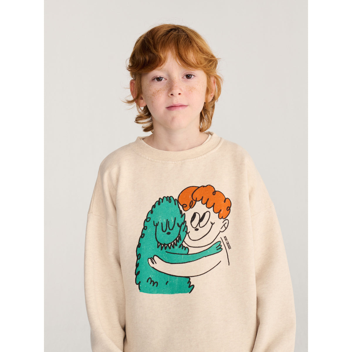 Bobo Choses Hug Hairy Monster Sweatshirt, All About Monsters collection, view 2