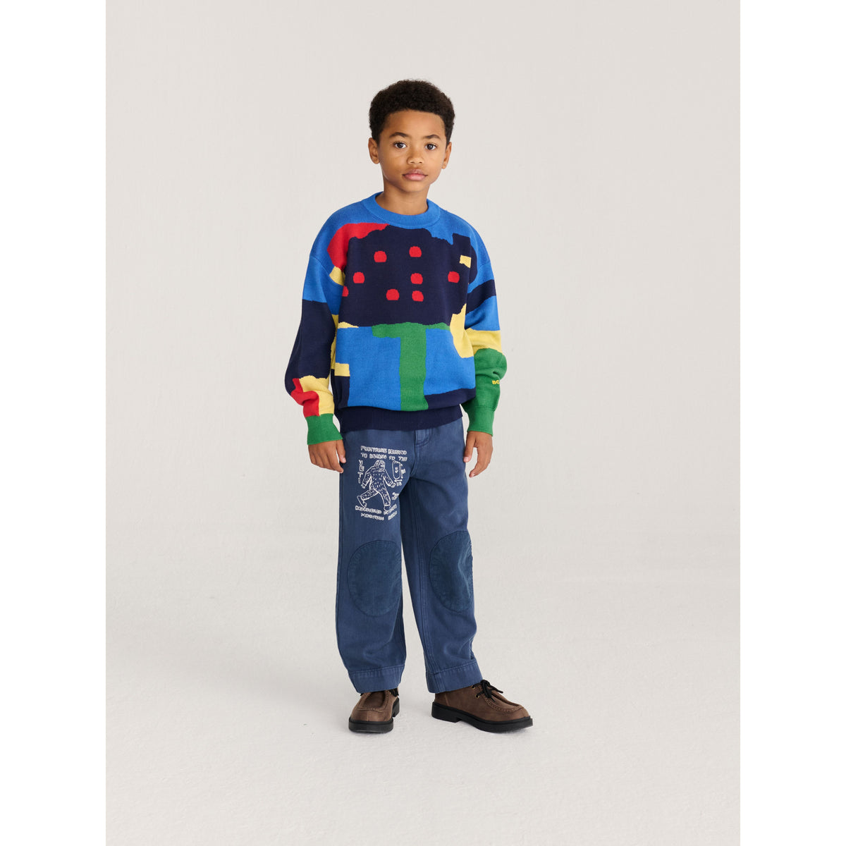 Bobo Choses Mr. Footish Knee Pads Woven Pants, All About Monsters collection, view 7