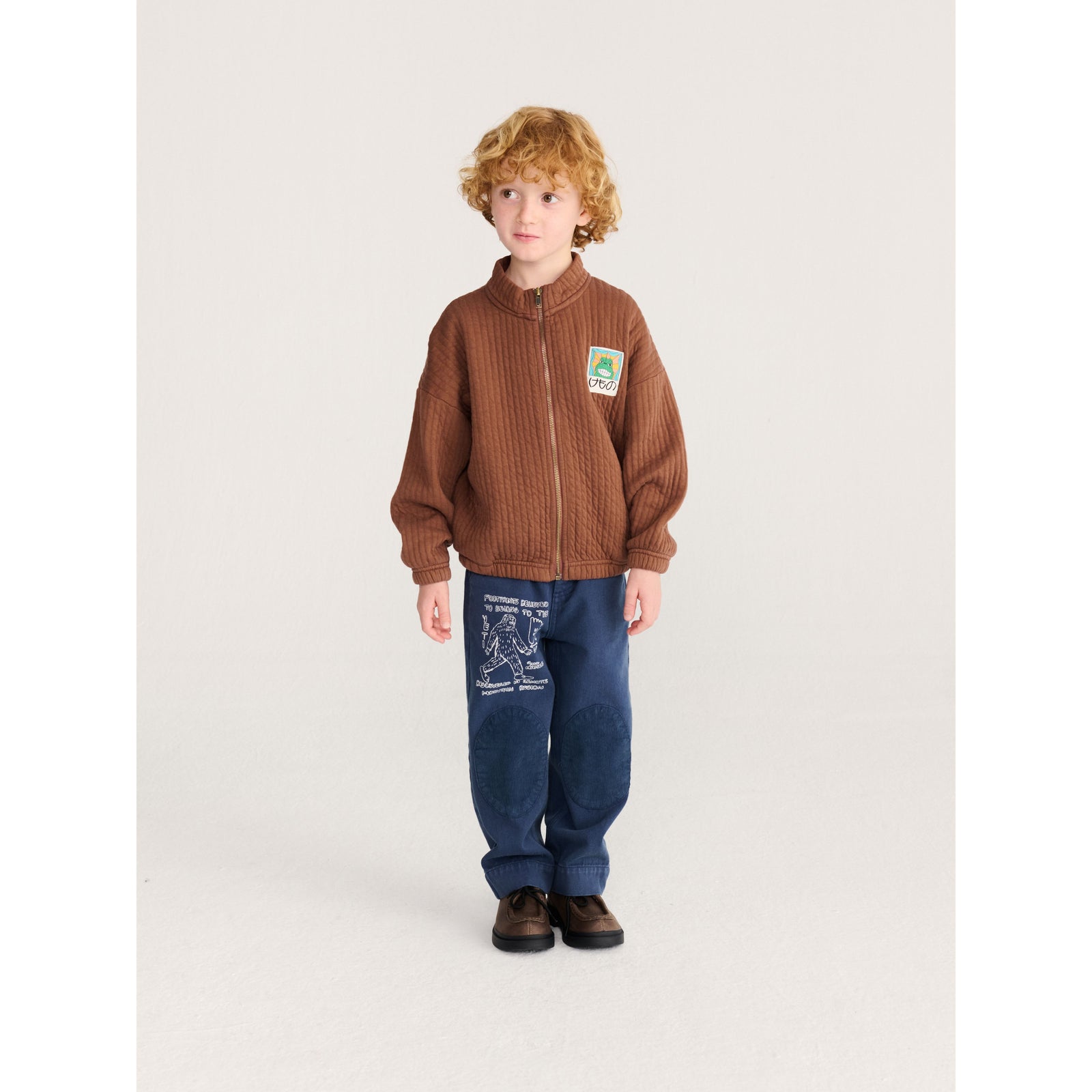 Bobo Choses Mr. Footish Knee Pads Woven Pants, All About Monsters collection, view 5